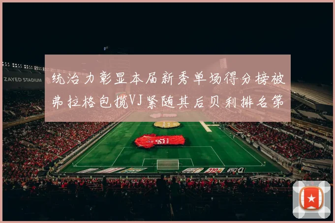 统治力彰显本届新秀单场得分榜被弗拉格包揽VJ紧随其后贝利排名第五